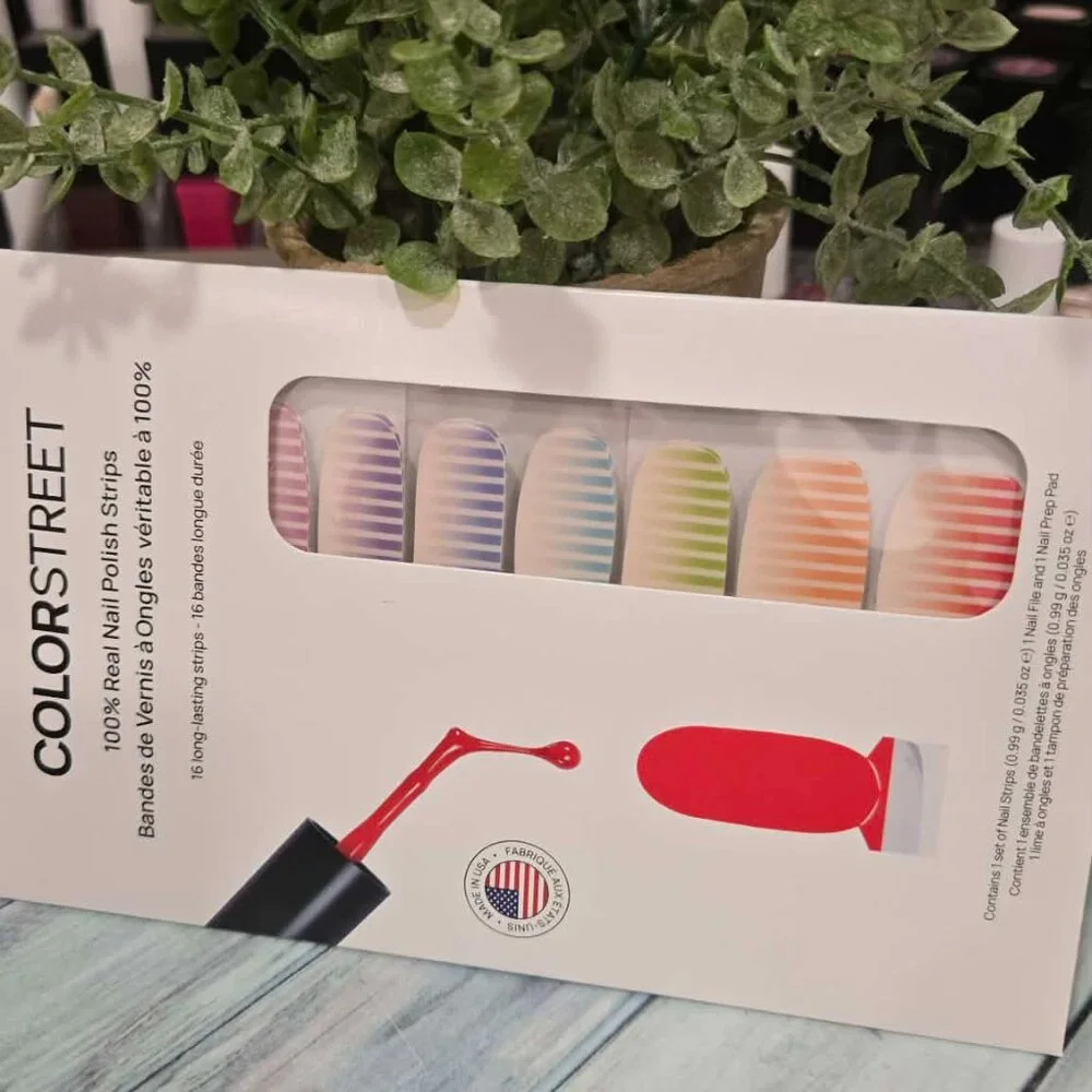 Color Street Rainbow Stripe Press On Nail Design